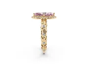 Marquise Leaf Halo Engagement Ring Setting for a Fancy Pink Lab-Grown Diamond | Yellow Gold