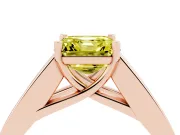 Fancy Yellow Asscher Cut Diamond Solitaire Ring Set in Rose gold with Channel-Set Accent Stones and Prong Setting
