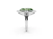 Fancy Green Marquise Cut Diamond Milgrain Halo Ring Set in White gold with Split Shank
