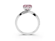 Heart-Shaped Twisted Pave Engagement Ring Setting for a Fancy Pink Lab-Grown Diamond | Split Shank | Sterling Silver