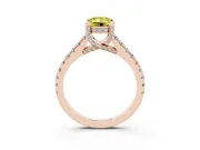 Emerald Cut Hidden Halo Pave Engagement Ring Setting for a Fancy Yellow Lab-Grown Diamond | Claw Prongs | Rose Gold