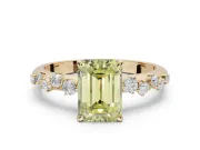 Emerald Cut Graduated Solitaire Engagement Ring Setting for a Fancy Yellow Lab-Grown Diamond | Yellow Gold