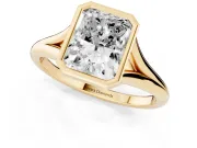 Radiant Cut Bezel Solitaire Engagement Ring Setting | V Split Shank | Yellow Gold