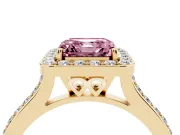 Asscher Cut Halo Engagement Ring Setting for a Fancy Pink Lab-Grown Diamond | Yellow Gold - Design NV-24729