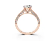 Heart-Shaped Vintage Hidden Halo Engagement Ring Setting | Milgrain Pave Band | Rose Gold