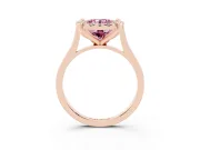 Round Halo Engagement Ring Setting for a Fancy Pink Lab-Grown Diamond | Claw Corners | Rose Gold