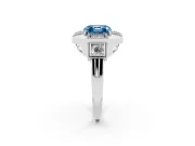 Fancy Blue Asscher Cut Diamond Milgrain Halo Ring Set in Platinum with Split Shank