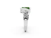 Fancy Green Radiant Cut Diamond Bezel Bypass Ring Set in Platinum with Round Accents