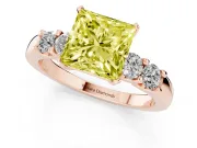Princess Cut Five Stone Engagement Ring Setting for a Fancy Yellow Lab-Grown Diamond | Rose Gold