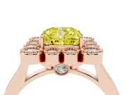 Cushion Cut Milgrain Cluster Halo Engagement Ring Setting for a Fancy Yellow Lab-Grown Diamond | Plain Band | Rose Gold