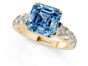 Asscher Cut Engagement Ring Setting for a Fancy Blue Lab-Grown Diamond | Yellow Gold - Design NV-24643