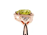 Fancy Yellow Heart Cut Diamond Milgrain Solitaire Ring Set in Rose gold with Tapered Pavé Band and Prong Setting