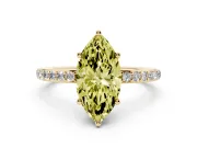 Fancy Yellow Marquise Cut Diamond Pavé Band Ring Set in Yellow gold with Prong-Set Center Stone