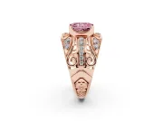 Radiant Cut Art Deco Engagement Ring Setting for a Fancy Pink Lab-Grown Diamond | Rose Gold