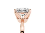 Radiant Cut Diamond Solitaire Engagement Ring Set in Rose gold with Slim Tapered Solitaire Band