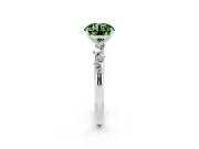 Fancy Green Round Cut Diamond Cluster Solitaire Ring Set in White gold with Prong Setting
