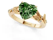 Heart-Shaped Leaf Engagement Ring Setting for a Fancy Green Lab-Grown Diamond | Yellow Gold