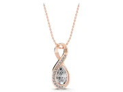 Pear-Shaped Lab-Grown Diamond Pavé Infinity Pendant Necklace | Bezel-Set Pear | Rose Gold