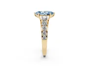 Marquise Graduated Side Stone Engagement Ring Setting for a Fancy Blue Lab-Grown Diamond | Flat Top Band | Yellow Gold
