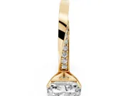 Radiant Cut Diamond Engagement Ring Set in Yellow gold with Side Stone Accents and Prong Setting