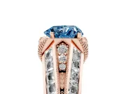 Heart-Shaped Vintage Milgrain Engagement Ring Setting for a Fancy Blue Lab-Grown Diamond | Hidden Halo | Rose Gold