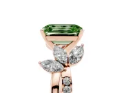 Emerald Cut Floral Vine Engagement Ring Setting for a Fancy Green Lab-Grown Diamond | Rose Gold