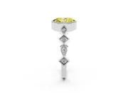 Fancy Yellow Oval Cut Diamond Milgrain Marquise Twist Band Ring Set in White gold with Prong Setting