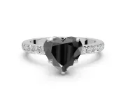 Heart-Shaped Hidden Halo Solitaire Engagement Ring Setting for a Black Center | Pavé Band | Platinum