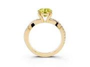 Fancy Yellow Round Cut Diamond Twist Band Solitaire Set in Yellow gold with Pavé Accents and Prong Setting