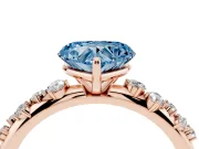 Heart-Shaped Graduated Solitaire Engagement Ring Setting for a Fancy Blue Lab-Grown Diamond | Rose Gold