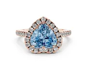 Heart-Shaped Raised Halo Engagement Ring Setting for a Fancy Blue Lab-Grown Diamond | Rose Gold