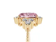 Radiant Cut Cluster Engagement Ring Setting for a Fancy Pink Lab-Grown Diamond | Yellow Gold