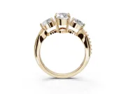 Marquise Three Stone Engagement Ring Setting | Tapered Pave Band | Yellow Gold