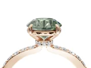 Round Hidden Halo Engagement Ring Setting for a Fancy Green Lab-Grown Diamond | Pavé Band | Rose Gold