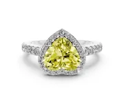 Fancy Yellow Heart Cut Diamond Halo Engagement Ring Set in Silver with Pavé Band and Prong Setting