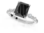Radiant Cut Pavé Engagement Ring Setting for a Black Center | Alternating Accents | Platinum