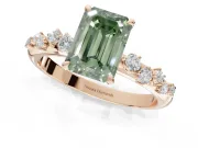 Emerald Cut Graduated Solitaire Engagement Ring Setting for a Fancy Green Lab-Grown Diamond | Rose Gold