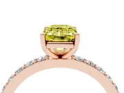 Emerald Cut Pavé Solitaire Engagement Ring Setting for a Fancy Yellow Lab-Grown Diamond | Single Row Band | Rose Gold