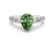 Pear-Shaped Engagement Ring Setting for a Fancy Green Lab-Grown Diamond | Sterling Silver - Design NV-24643