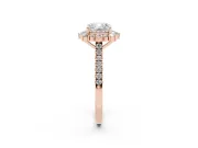 Cushion Cut Scalloped Halo Engagement Ring Setting | Single Row Pave | Rose Gold