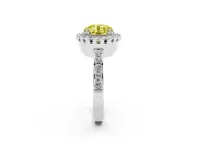 Round Milgrain Halo Engagement Ring Setting for a Fancy Yellow Lab-Grown Diamond | Pavé Shoulders | Sterling Silver