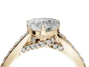 Heart-Shaped Pavé Solitaire Engagement Ring Setting | Crossover Gallery | Yellow Gold