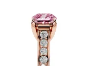 Cushion Cut Graduated Pavé Engagement Ring Setting for a Fancy Pink Lab-Grown Diamond | Rose Gold