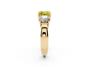 Asscher Cut Three Stone Engagement Ring Setting for a Fancy Yellow Lab-Grown Diamond | Wide Plain Band | Yellow Gold