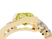 Fancy Yellow Princess Cut Diamond Bezel Bypass Ring Set in Yellow gold with Round Accents