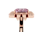 Emerald Cut Milgrain Cluster Halo Engagement Ring Setting for a Fancy Pink Lab-Grown Diamond | Plain Band | Rose Gold