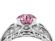 Round Art Deco Graduated Engagement Ring Setting for a Fancy Pink Lab-Grown Diamond | Platinum