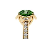 Cushion Cut Floral Pavé Engagement Ring Setting for a Fancy Green Lab-Grown Diamond | Yellow Gold