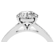 Round Pave Solitaire Engagement Ring Setting | Sweeping Shoulders | Sterling Silver