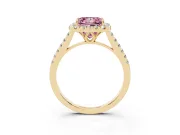 Princess Cut Raised Halo Engagement Ring Setting for a Fancy Pink Lab-Grown Diamond | Yellow Gold